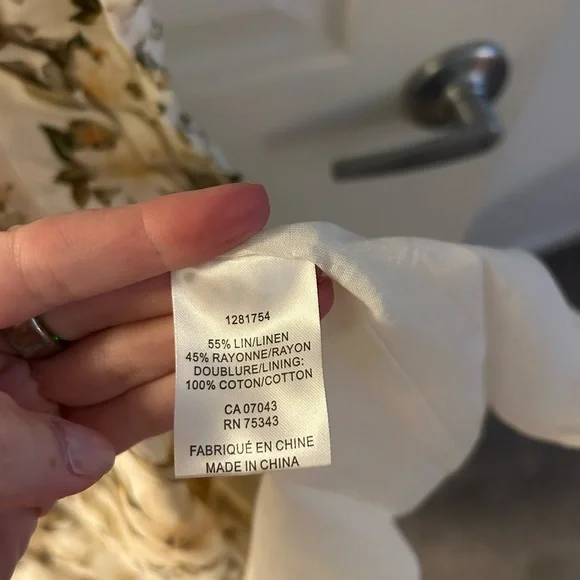 Calypso St. Barth Cream Floral Midi Dress with Olive Accents - Picture 4 of 4